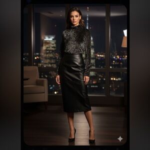 Chic Black Animal Print Blouse